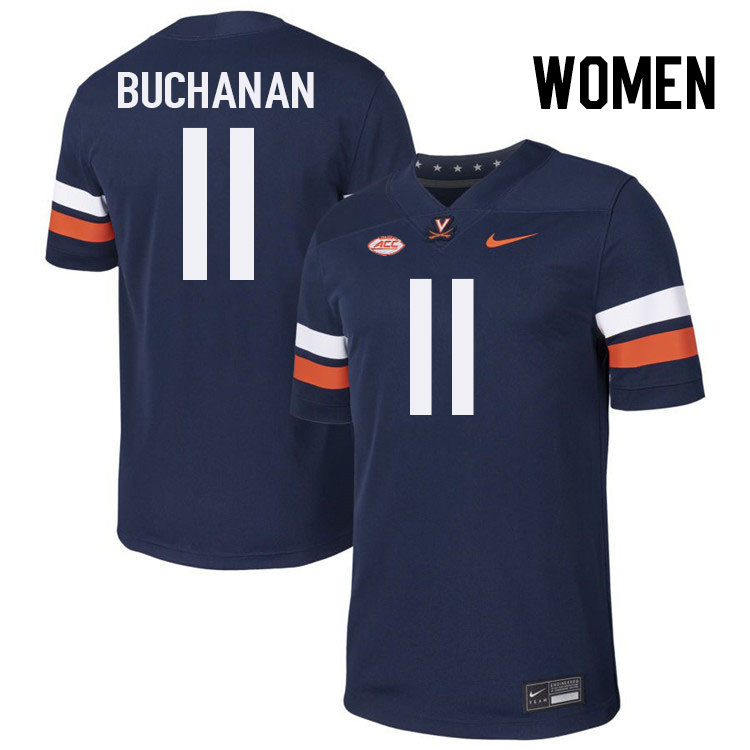 Women Virginia Cavaliers #11 Mekhi Buchanan College Football Jerseys Stitched-Navy